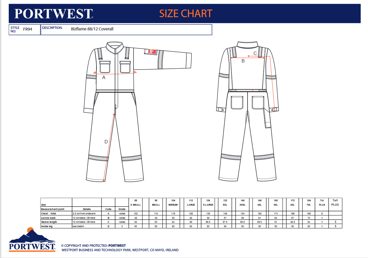 Bizflame® 88/12 Iona FlameResistant ARC 2 Work Coveralls Dual Hazard